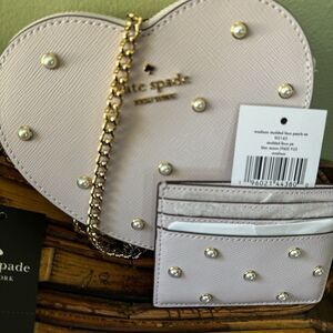 Kate Spade Love Shack Pearl Crossbody Purse Lilac Moonlight Leather Heart KG164